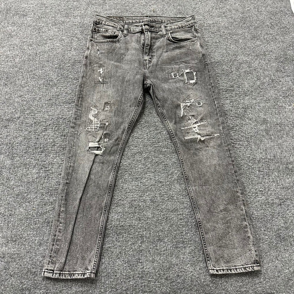 Levi's Jeans Mens Size W33 L30 Gray 512 Slim Taper Distressed Lyocell Stretch